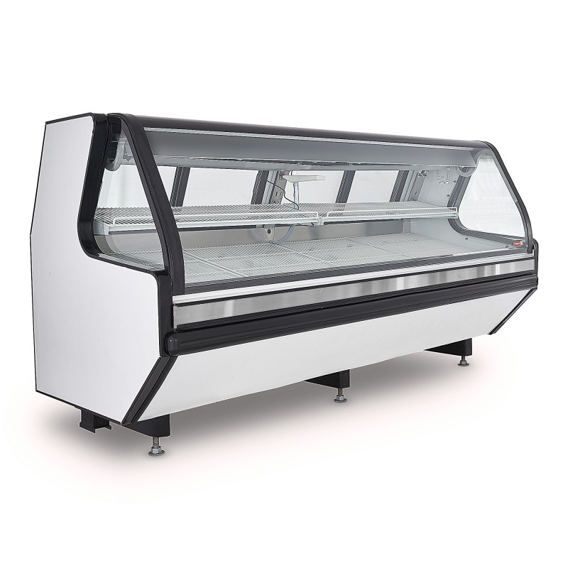 TEC250LIFTL Vitrina carnicera exhibidora 2.5M vidrio frontal abatible